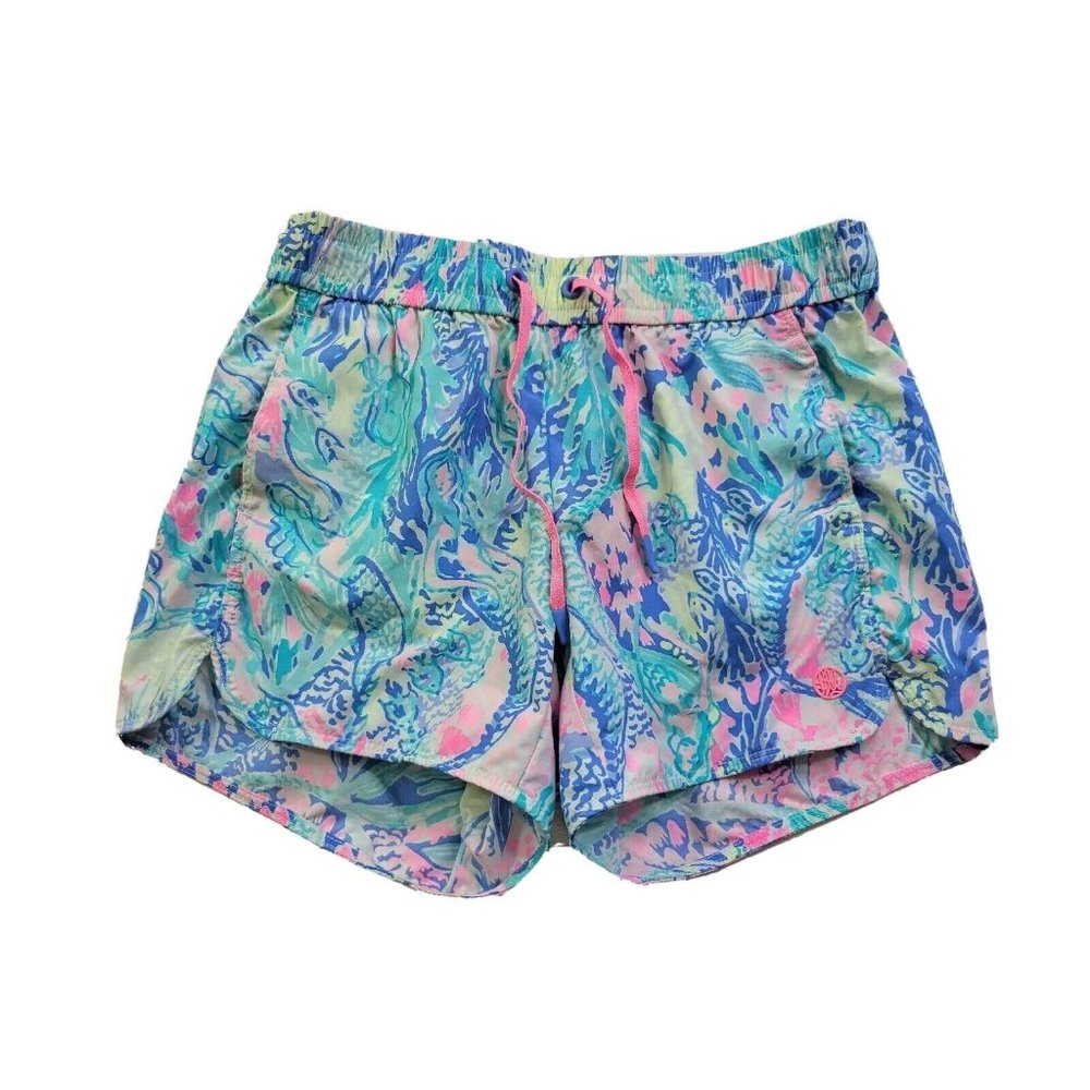 Lilly Pulitzer Run Around Luxletic Mermaid Cove Women's XXS Athletic Shorts 4"